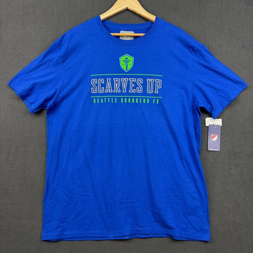 MLS Seattle Sounders T-Shirt Men's Size XL Blue Soccer Fan Scarves Up Apparel